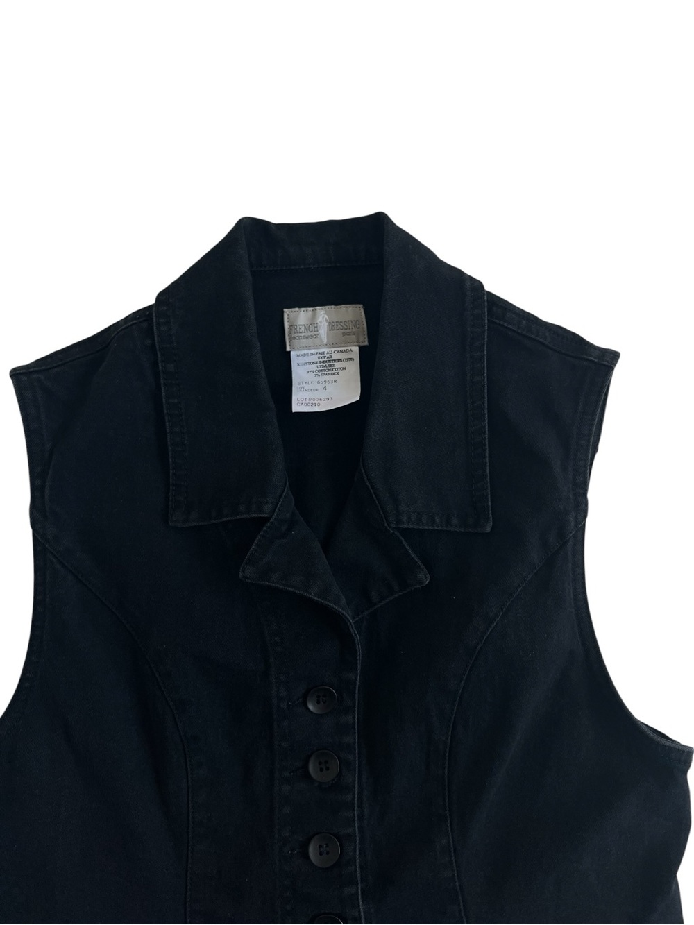 Sleeveless Button-Front Vest in Black